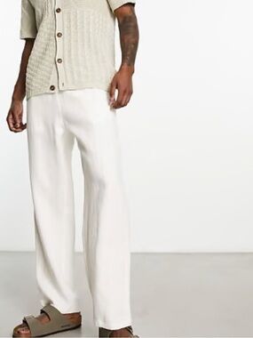 Men's Weekday Sweden Relaxed Linen Pants NEW Sz sm ASOS